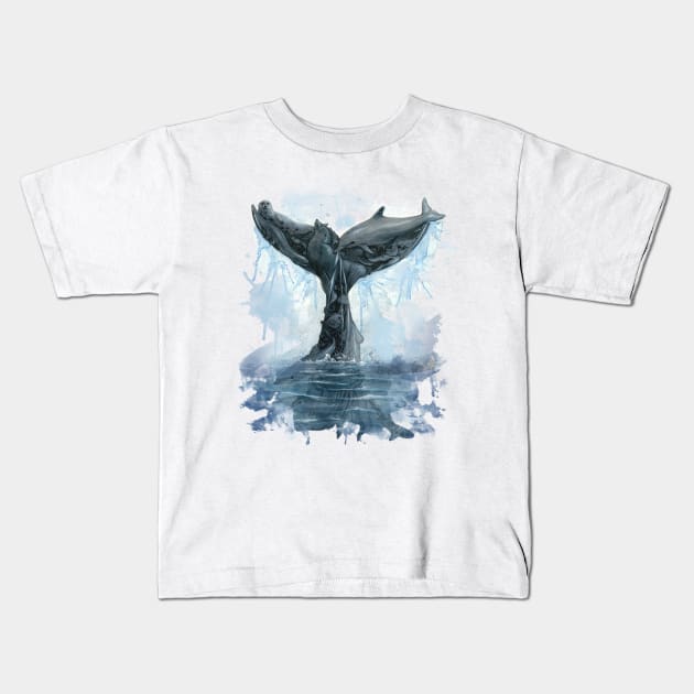 Whale Tail Kids T-Shirt by Warbler Creative